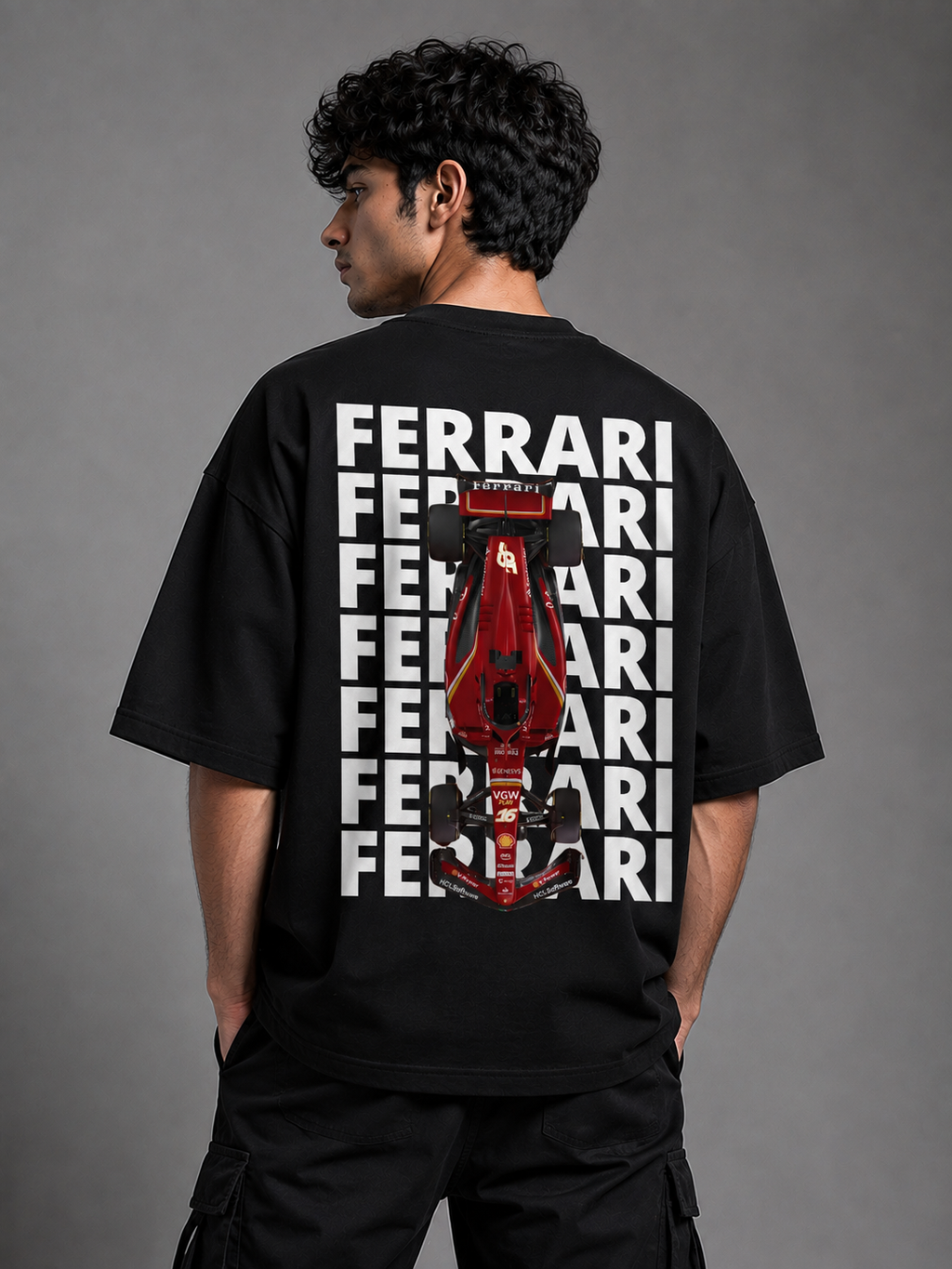 Trendyverse Ferrari Racing Shield Oversized T-Shirt