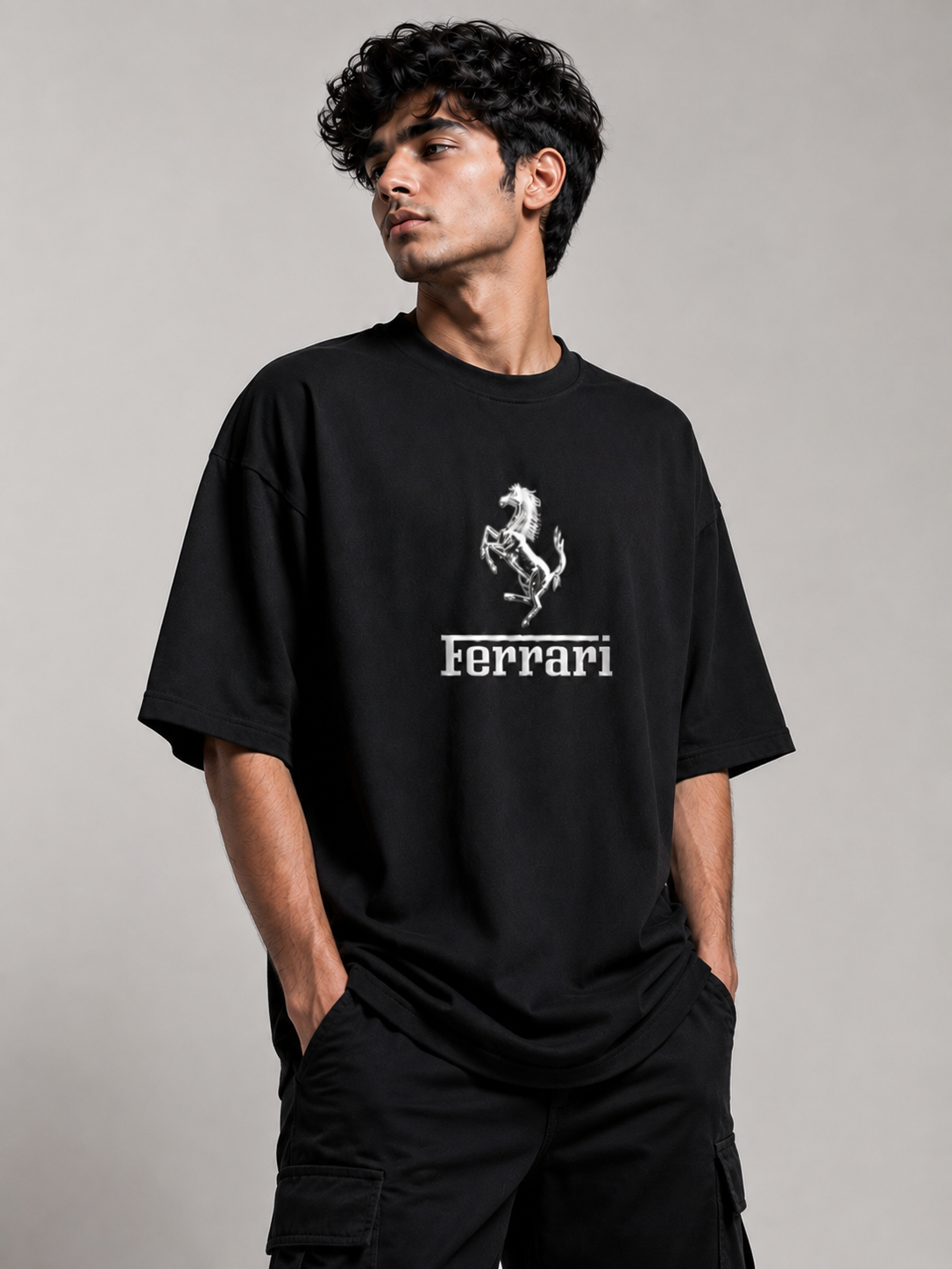 Trendyverse Ferrari Racing Shield Oversized T-Shirt