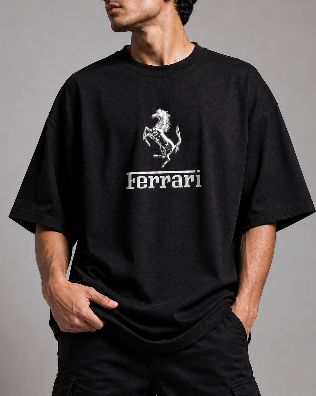 Trendyverse Ferrari Racing Shield Oversized T-Shirt