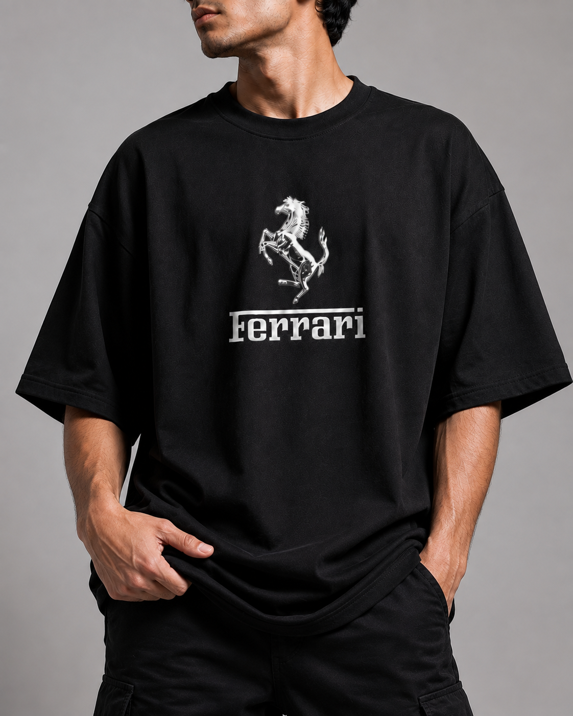 Trendyverse Ferrari Racing Shield Oversized T-Shirt