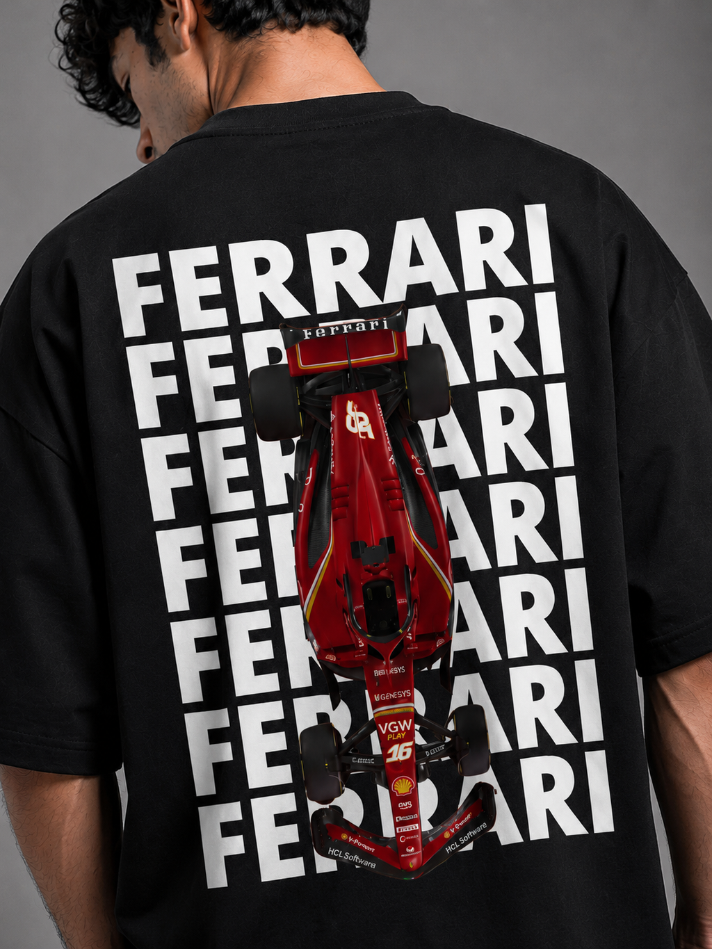 Trendyverse Ferrari Racing Shield Oversized T-Shirt