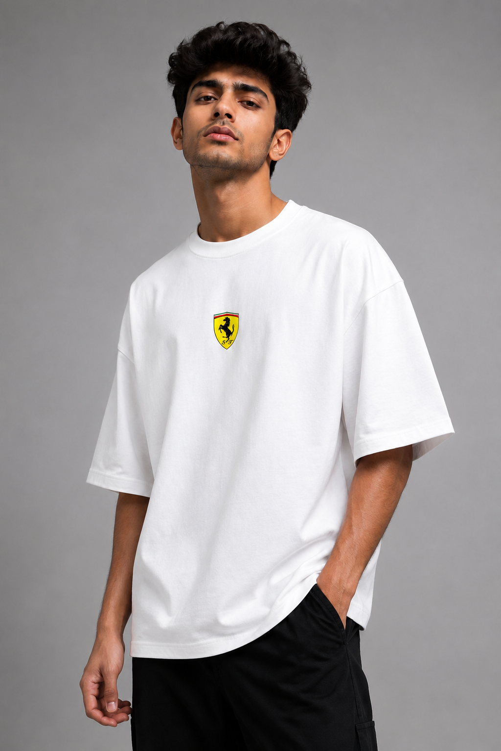 Ferrari Racing Oversized T-Shirt – Motorsport Graphic Tee | Formula Racing Streetwear | Trendyverse