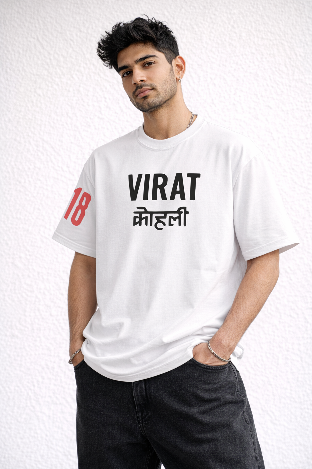 God’s Plan x Virat Kohli Oversized Fit White T-Shirt – Premium Cotton Graphic Tee