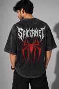 SPIDERNET ACID WASH OVERSIZED T-SHIRT | SPIDER-INSPIRED FAN EDITION | PREMIUM 240 GSM COTTON | BLACK VINTAGE WASH