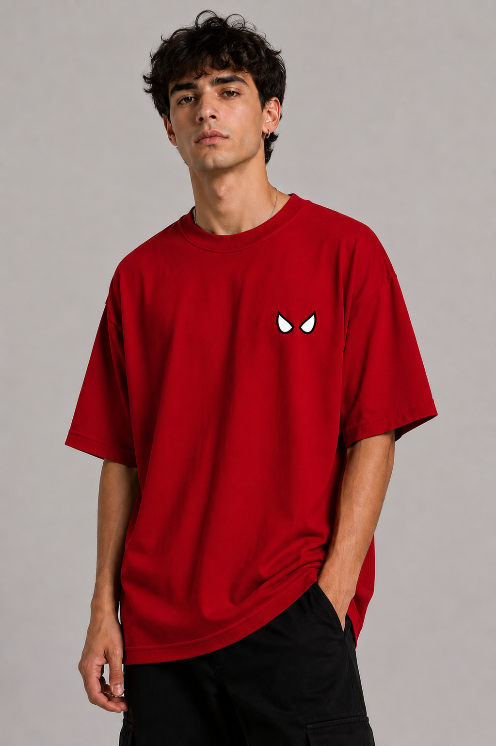 SPIDER EYES FAN EDITION OVERSIZED T-SHIRT - RED
