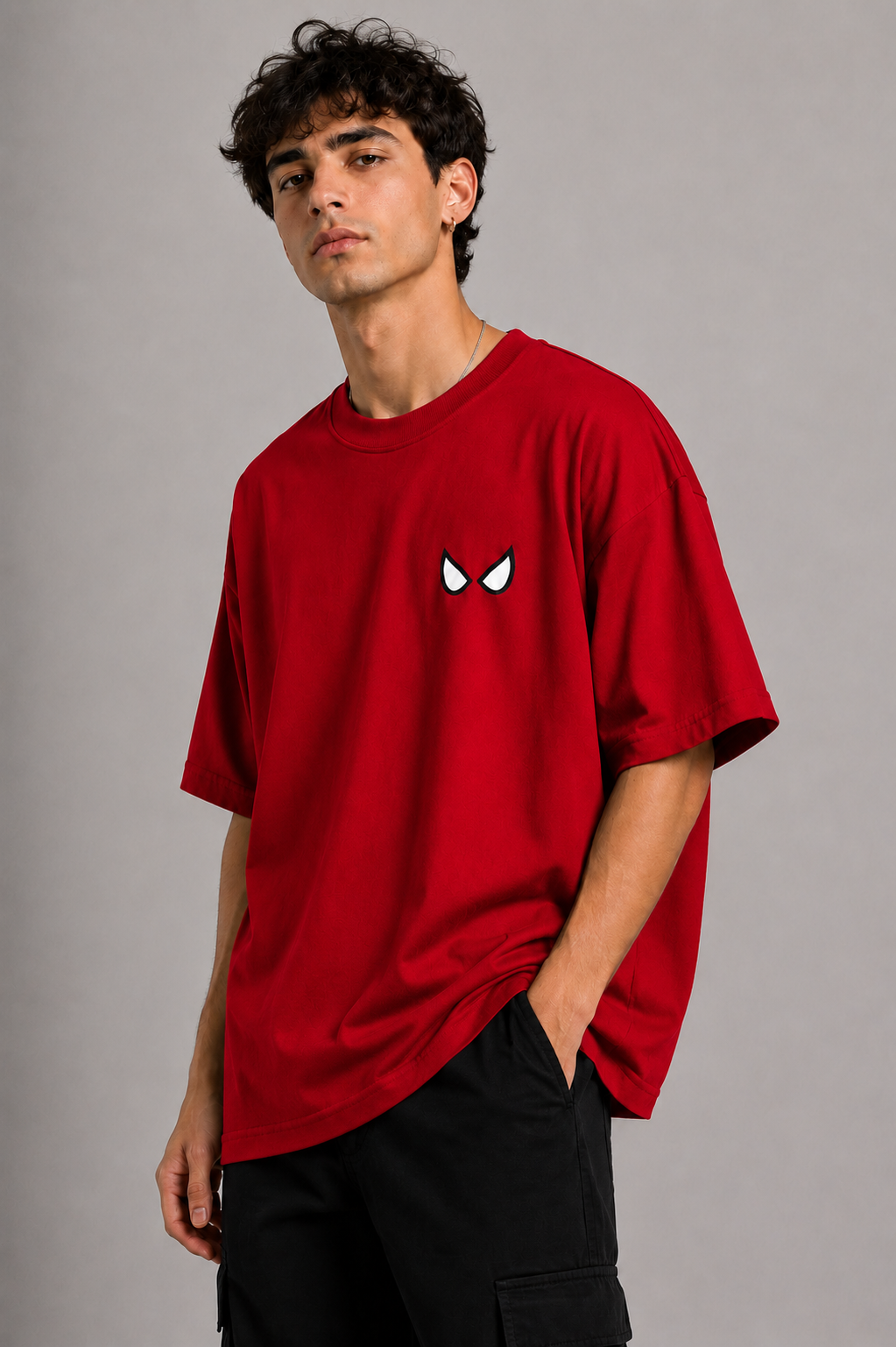 SPIDER EYES FAN EDITION OVERSIZED T-SHIRT - RED