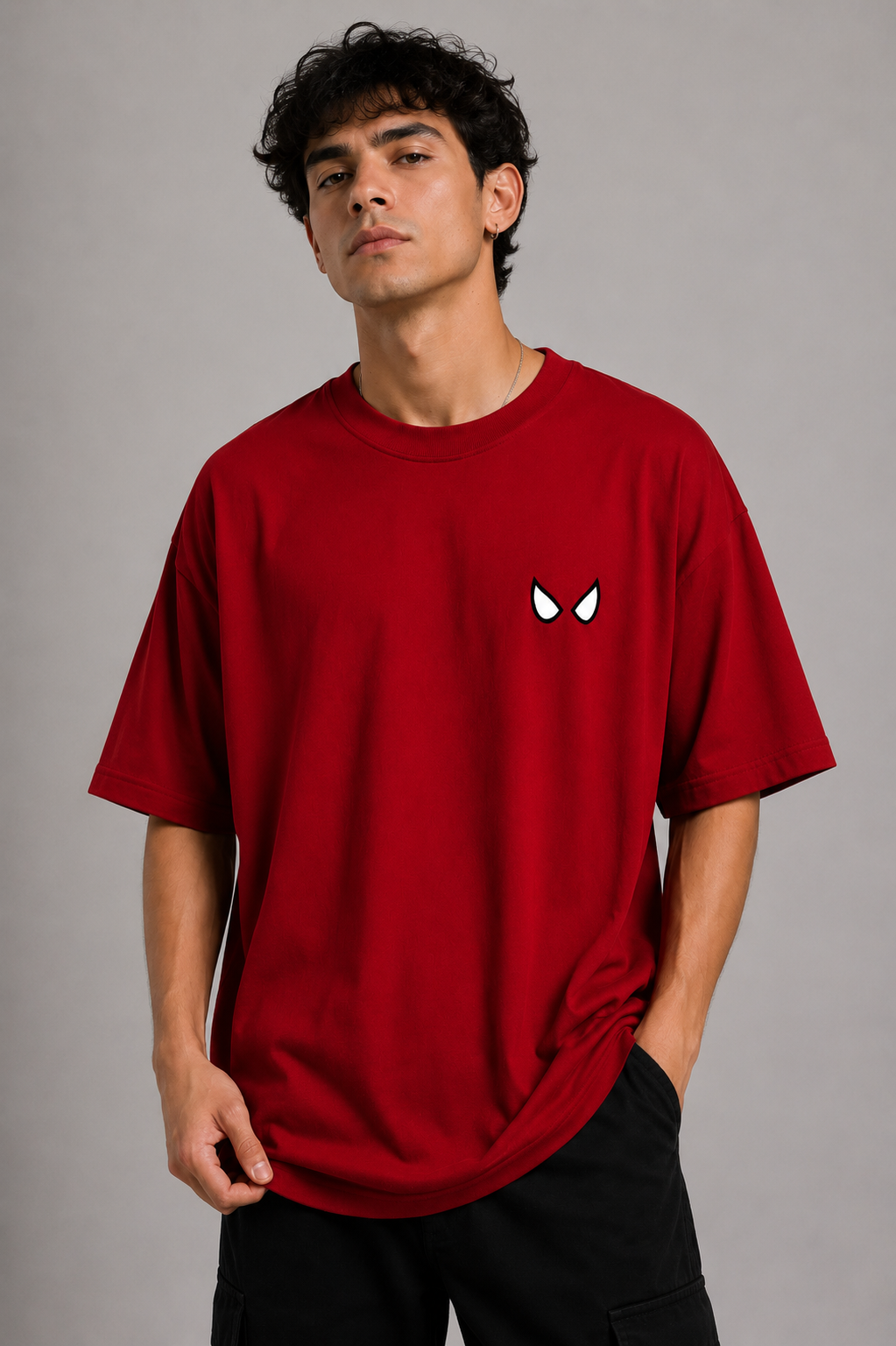 SPIDER EYES FAN EDITION OVERSIZED T-SHIRT - RED