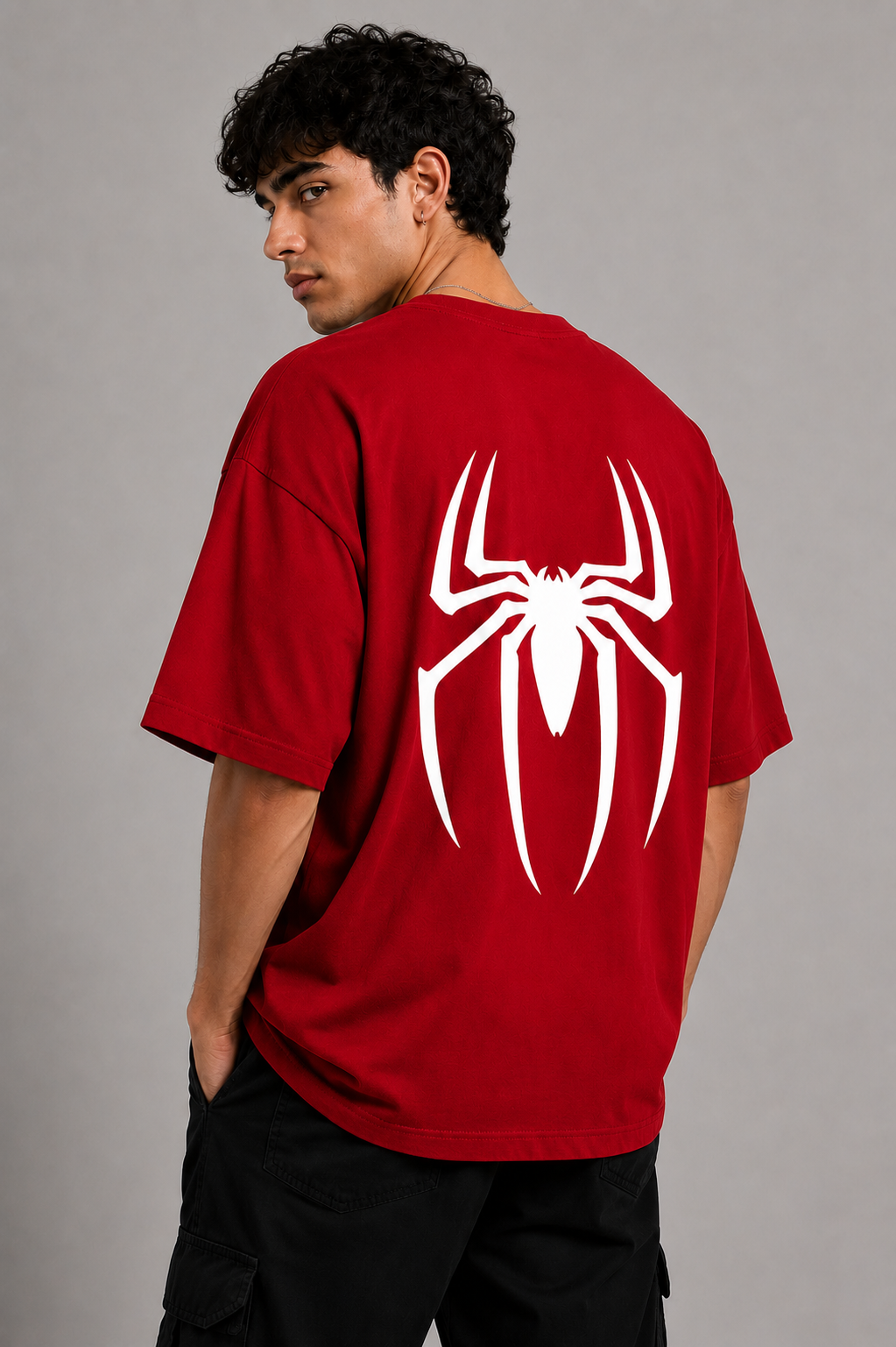 SPIDER EYES FAN EDITION OVERSIZED T-SHIRT - RED
