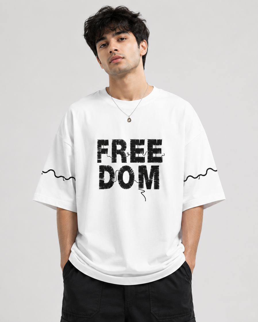 FREEDOM TYPOGRAPHY OVERSIZED T-SHIRT
