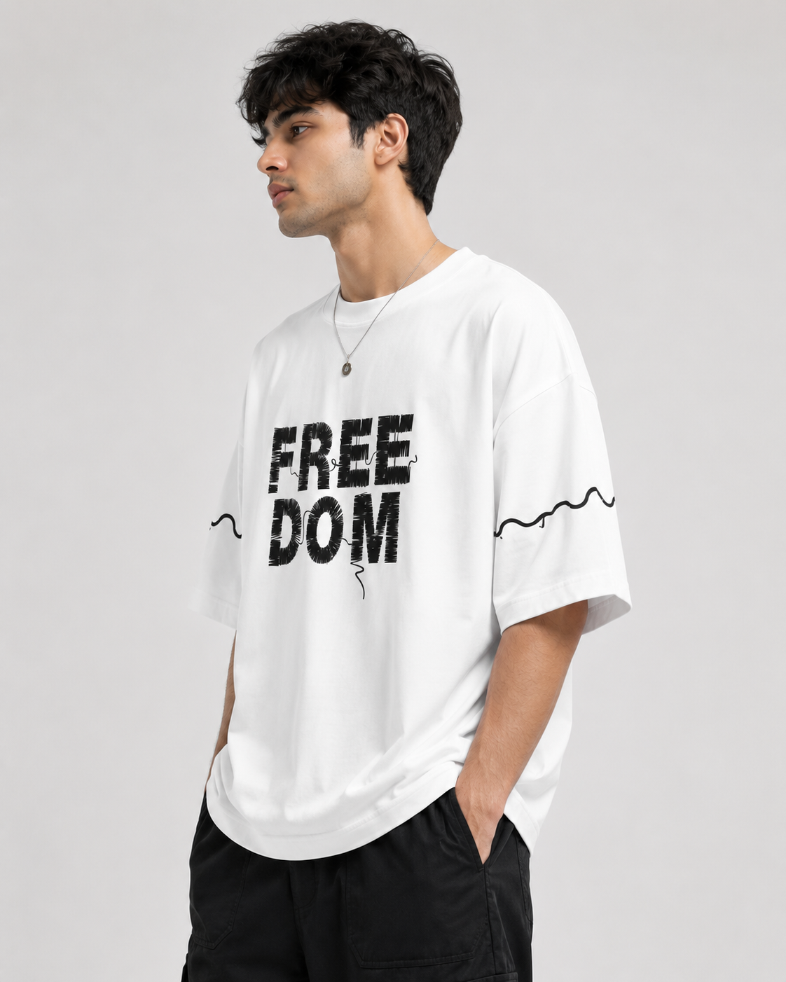 FREEDOM TYPOGRAPHY OVERSIZED T-SHIRT