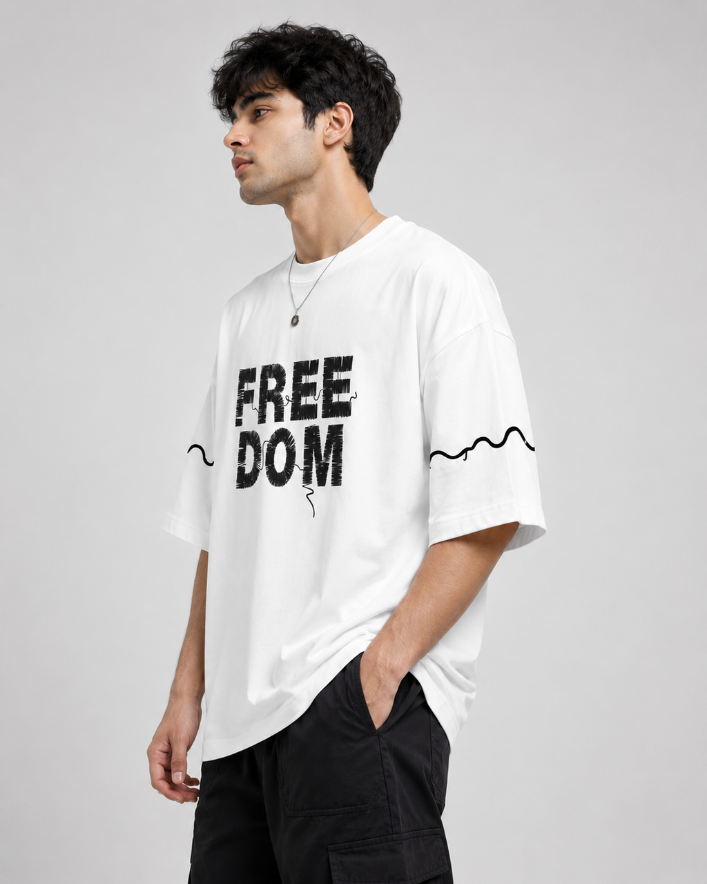 FREEDOM TYPOGRAPHY OVERSIZED T-SHIRT
