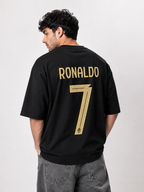 Ronaldo 7 Fan Edition Oversized T-Shirt – Black & Gold Premium Football Streetwear Tee