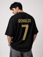 Ronaldo 7 Fan Edition Oversized T-Shirt – Black & Gold Premium Football Streetwear Tee