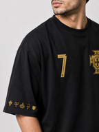 Ronaldo 7 Fan Edition Oversized T-Shirt – Black & Gold Premium Football Streetwear Tee