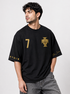 Ronaldo 7 Fan Edition Oversized T-Shirt – Black & Gold Premium Football Streetwear Tee