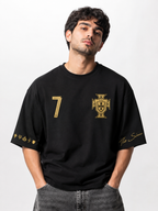 Ronaldo 7 Fan Edition Oversized T-Shirt – Black & Gold Premium Football Streetwear Tee