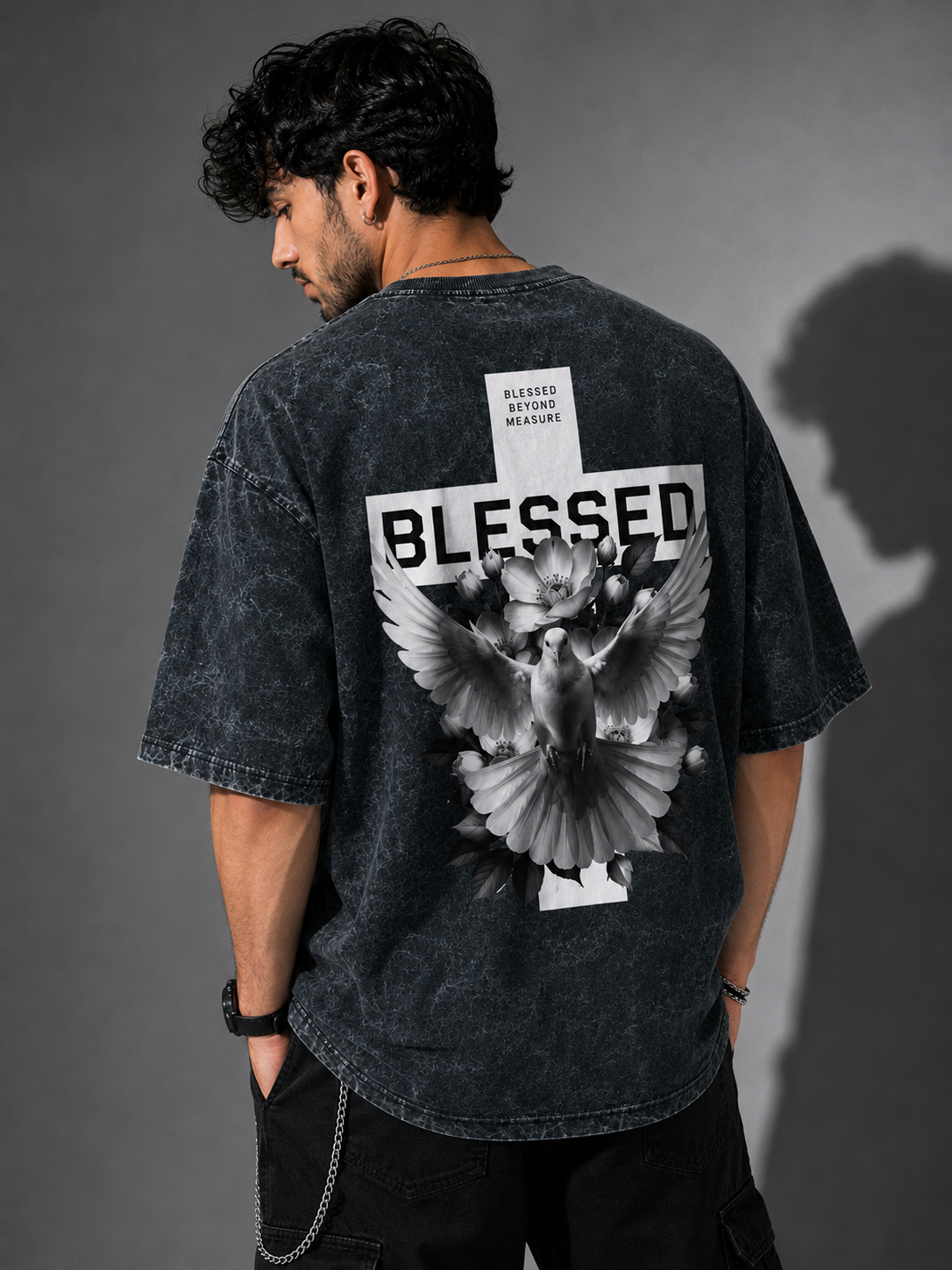 Blessed Beyond Measure Acid Wash Oversized T-Shirt – Black | Premium Streetwear Graphic Tee for Men & Women