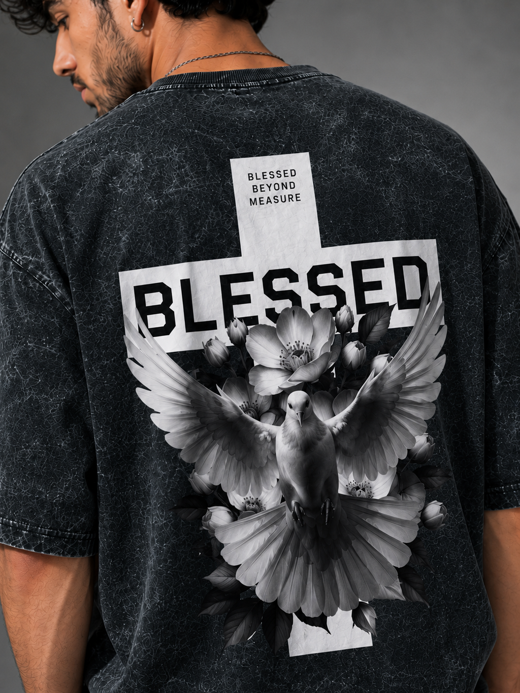 Blessed Beyond Measure Acid Wash Oversized T-Shirt – Black | Premium Streetwear Graphic Tee for Men & Women