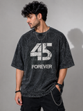 45 Forever Acid Wash Oversized T-Shirt – Black | Vintage Streetwear Graphic Tee for Men & Women