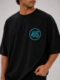 Rohit 45 Hitman Neon Edition Oversized T-Shirt – Black | Mumbai Cricket Fan Streetwear Tee