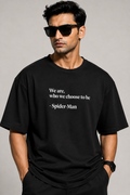 Spider-Man Quote Oversized T-Shirt for Men – Black Anime Streetwear Tee | Marvel Inspired Graphic Tshirt