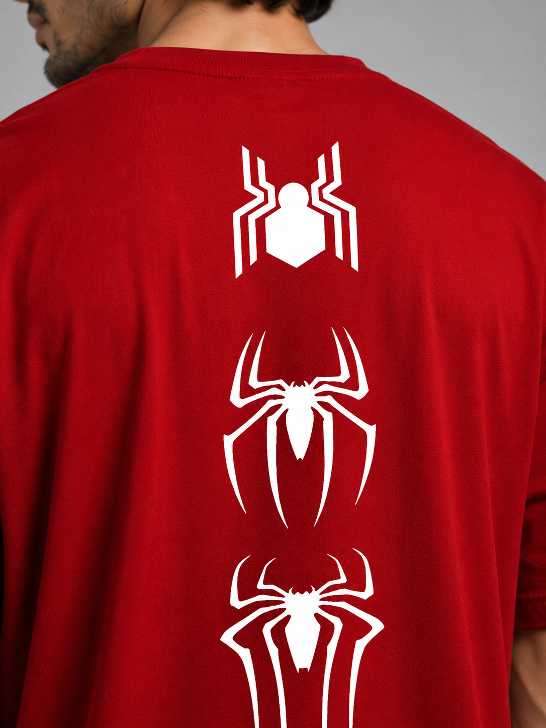 Spider-Man Oversized Red T-Shirt for Men – Marvel Inspired Graphic Streetwear Tee | With Great Power Quote Tshirt