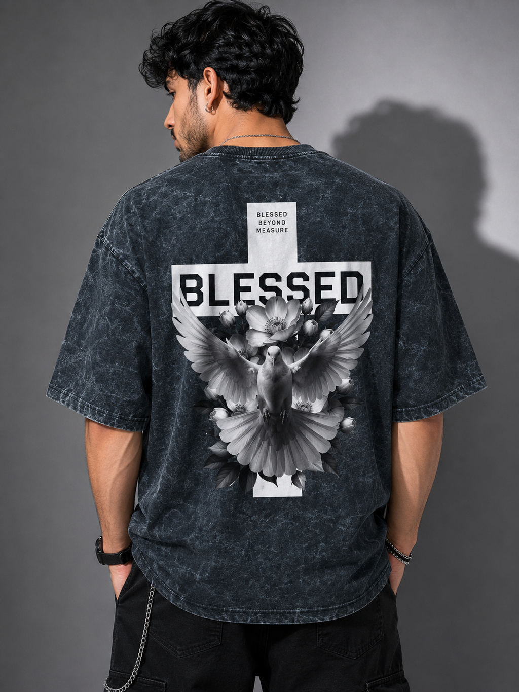 Blessed Beyond Measure Acid Wash Oversized T-Shirt – Black | Premium Streetwear Graphic Tee for Men & Women