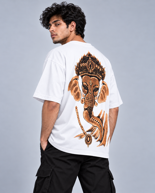 DIVINE GANESHA – SPIRITUAL OVERSIZED T-SHIRT – WHITE | TRENDYVERSE