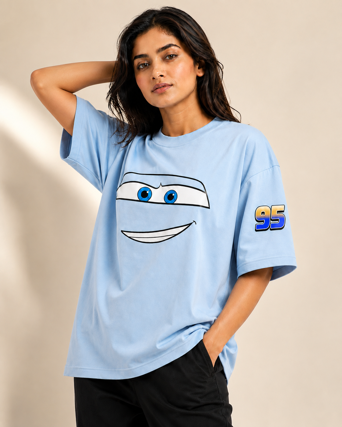 SALLY 95 WOMEN'S OVERSIZED T-SHIRT - POWDER BLUE | TRENDYVERSE