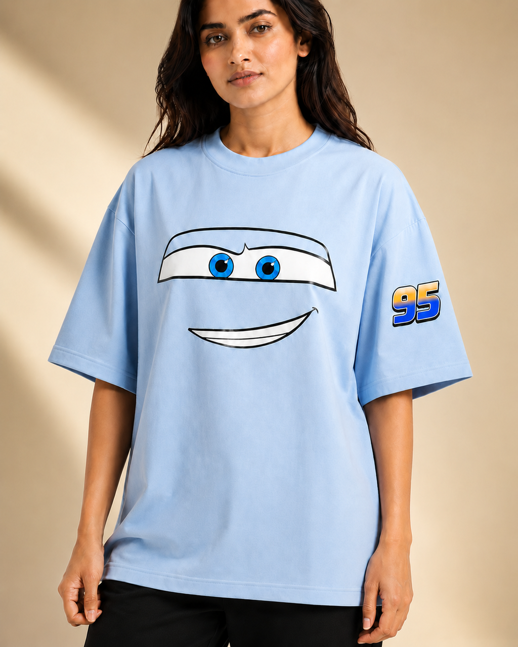 SALLY 95 WOMEN'S OVERSIZED T-SHIRT - POWDER BLUE | TRENDYVERSE