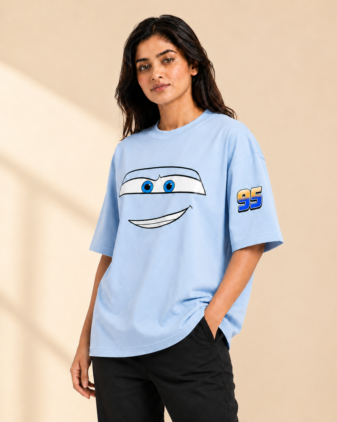 SALLY 95 WOMEN'S OVERSIZED T-SHIRT - POWDER BLUE | TRENDYVERSE