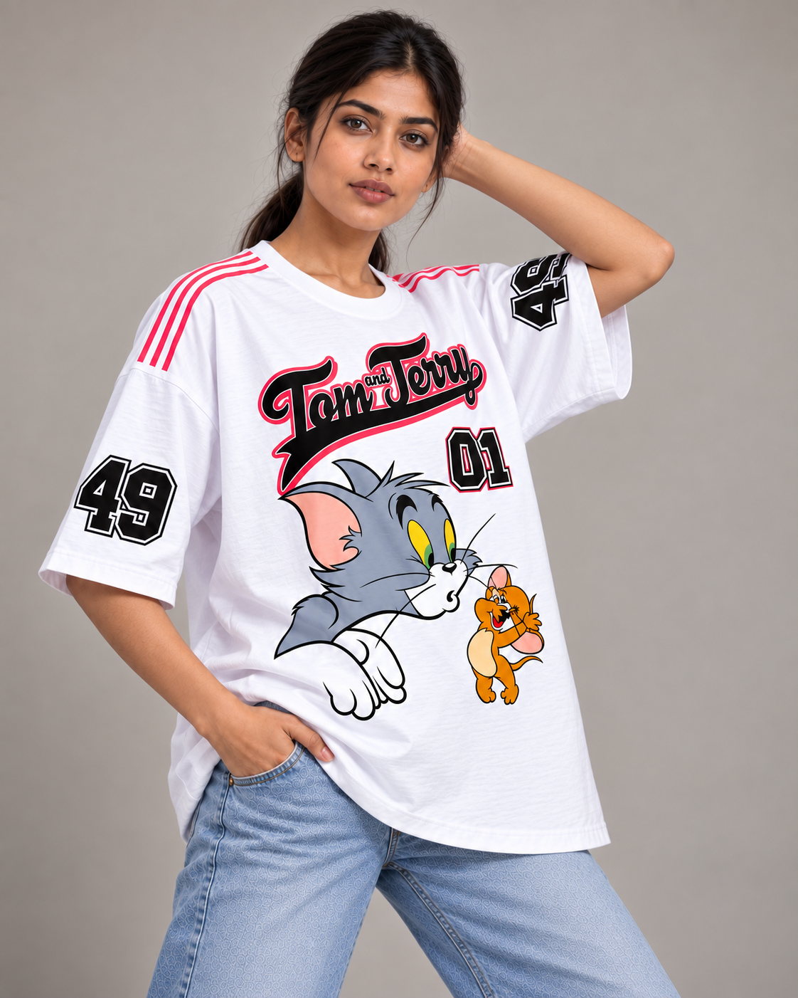 TOM & JERRY VARSITY 49 OVERSIZED T-SHIRT | TRENDYVERSE