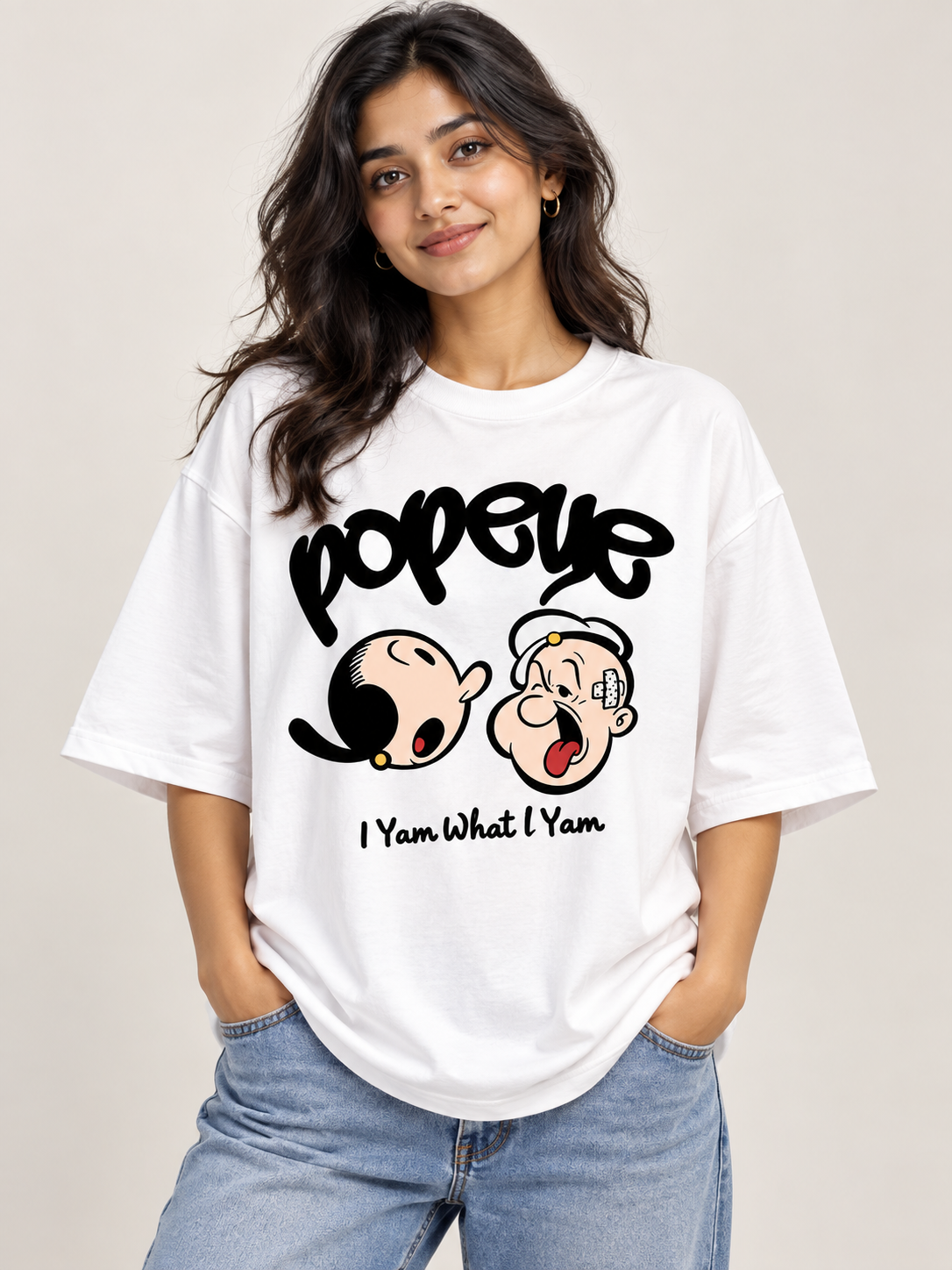 POPEYE “I YAM WHAT I YAM” OVERSIZED T-SHIRT | TRENDYVERSE