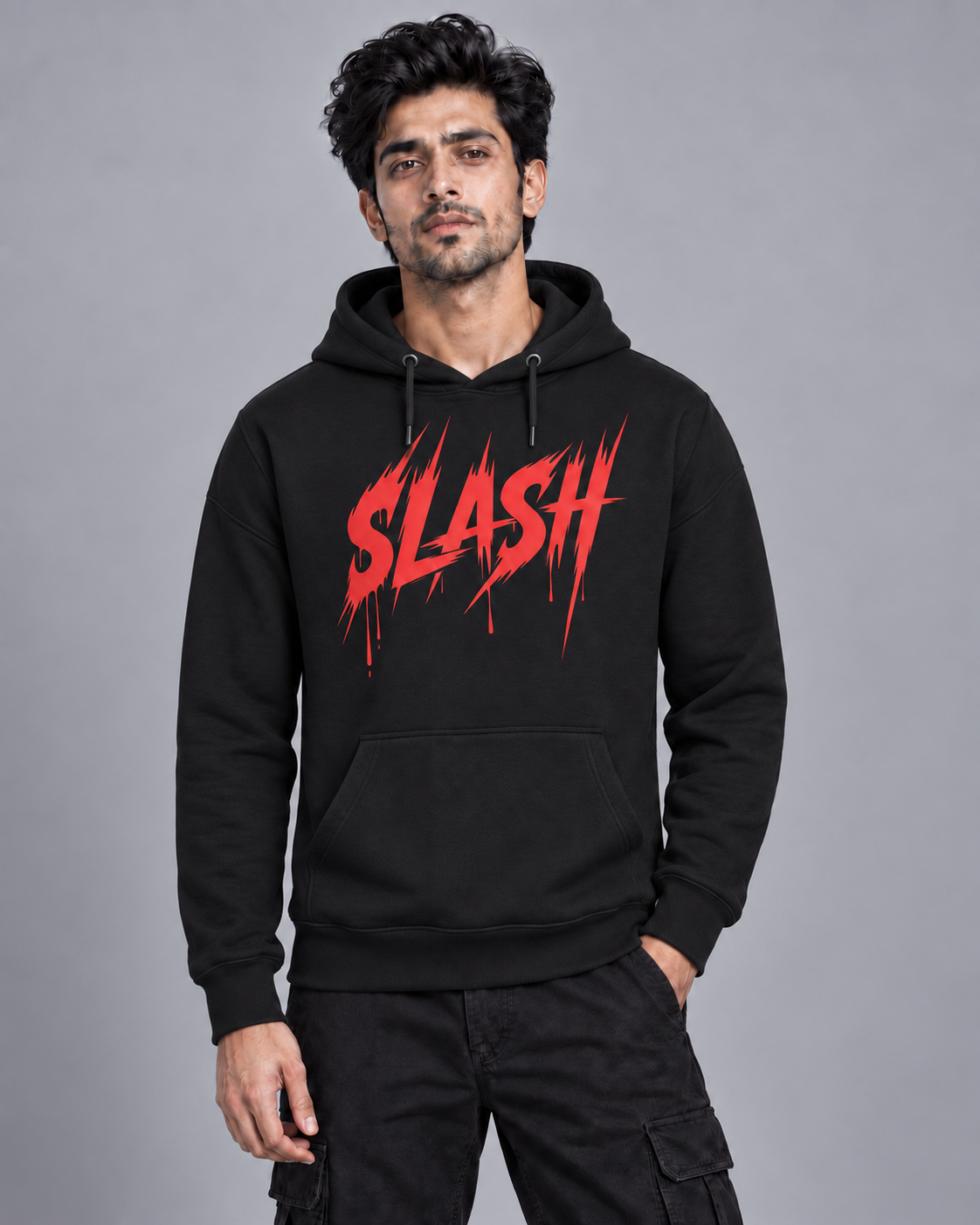 SLASH ROCKER UNISEX HOODIE - BLACK | TRENDYVERSE