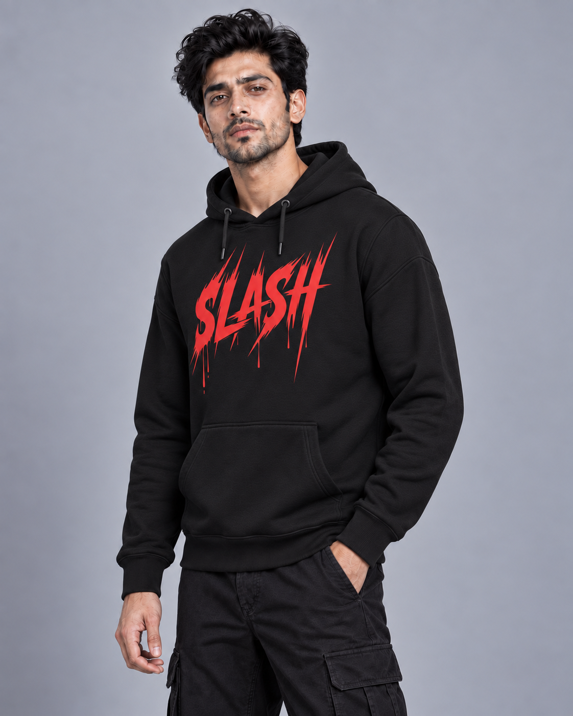 SLASH ROCKER UNISEX HOODIE - BLACK | TRENDYVERSE