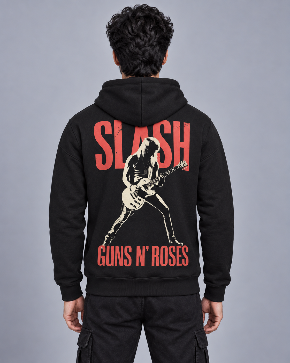 SLASH ROCKER UNISEX HOODIE - BLACK | TRENDYVERSE
