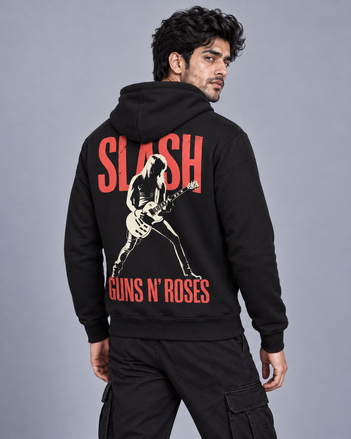 SLASH ROCKER UNISEX HOODIE - BLACK | TRENDYVERSE