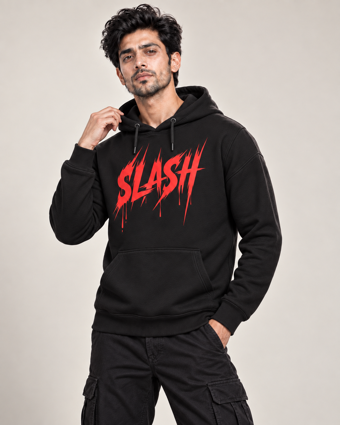 SLASH ROCKER UNISEX HOODIE - BLACK | TRENDYVERSE