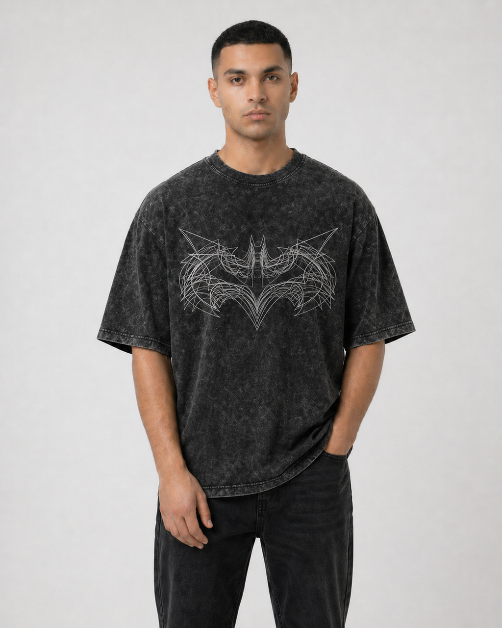 Batman Symbol Acid Wash Oversized T-Shirt – Premium Streetwear Essential
