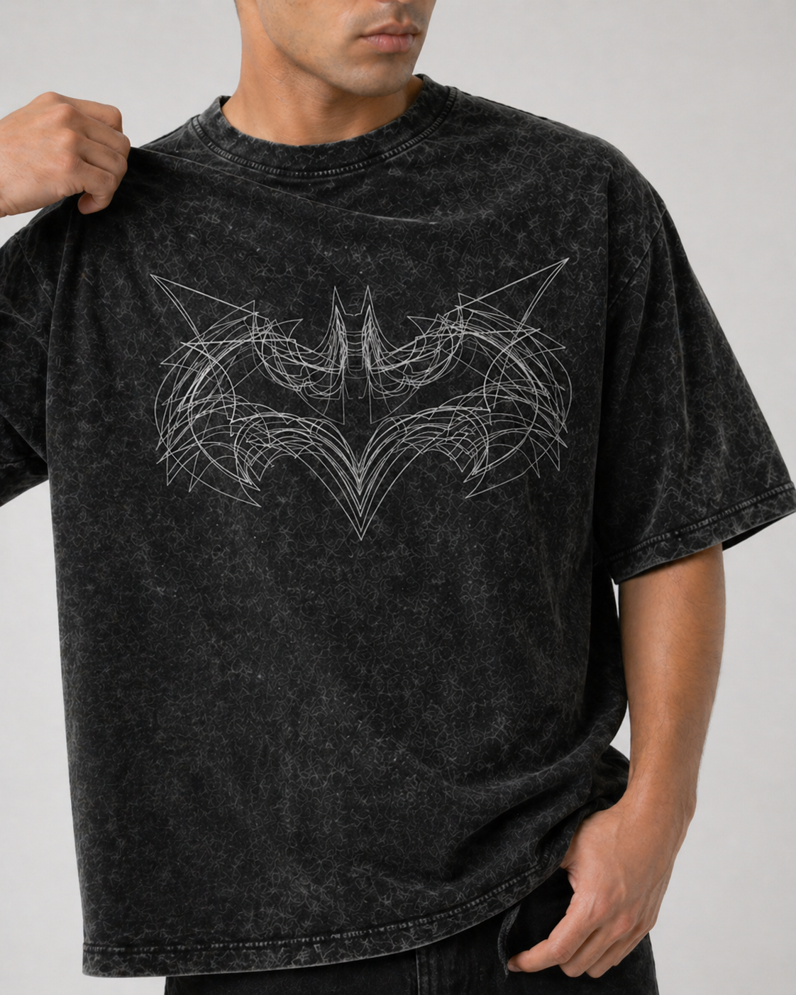Batman Symbol Acid Wash Oversized T-Shirt – Premium Streetwear Essential
