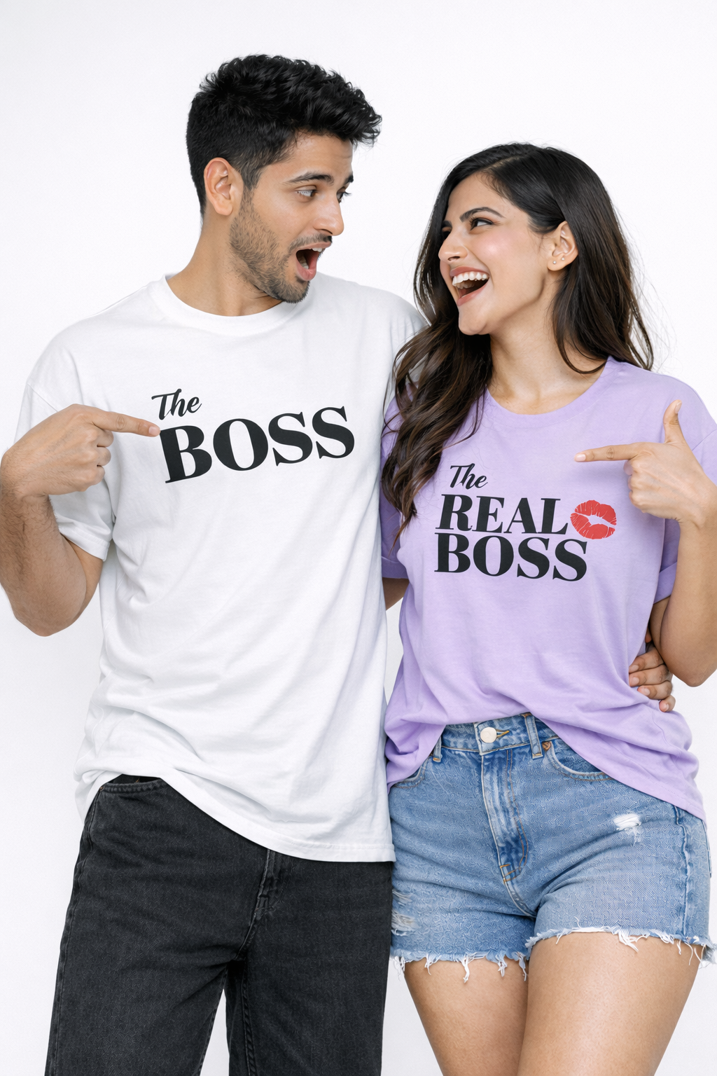 The Boss & The Real Boss Couple T-Shirt Set | Regular Fit Premium Cotton Tees - Trendyverse