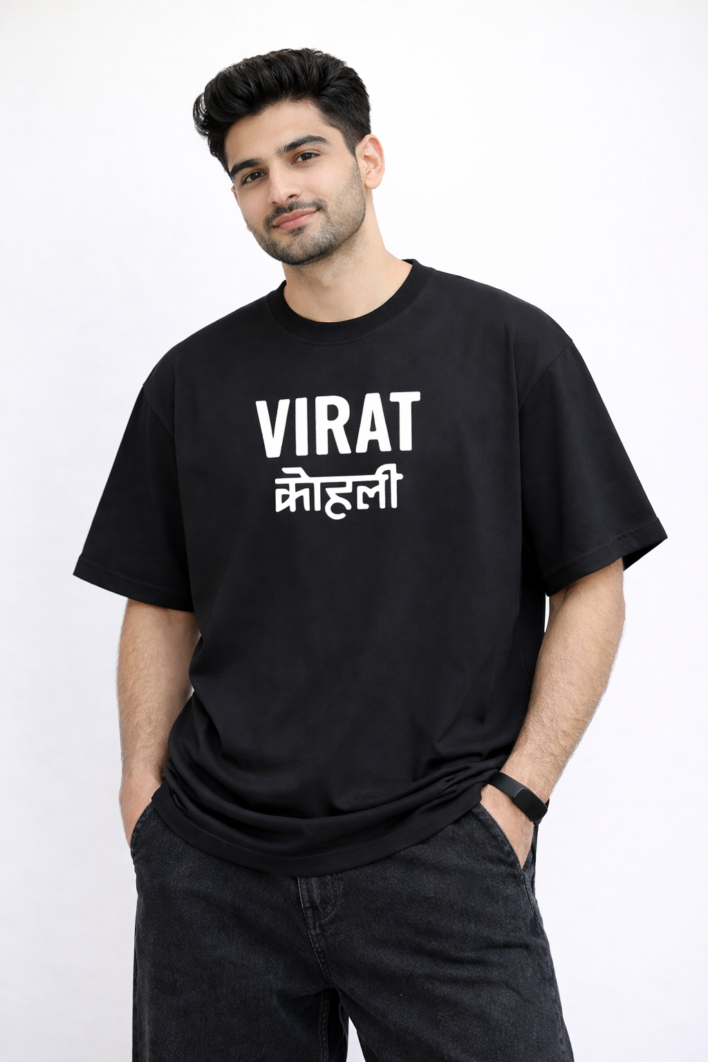 God’s Plan – Virat Kohli Oversized T-Shirt Black