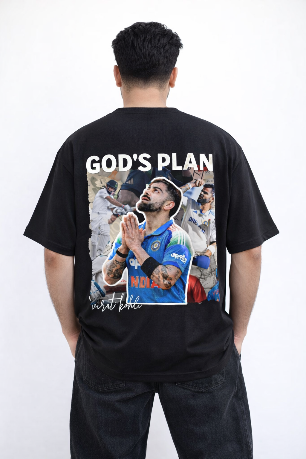 God’s Plan – Virat Kohli Oversized T-Shirt Black