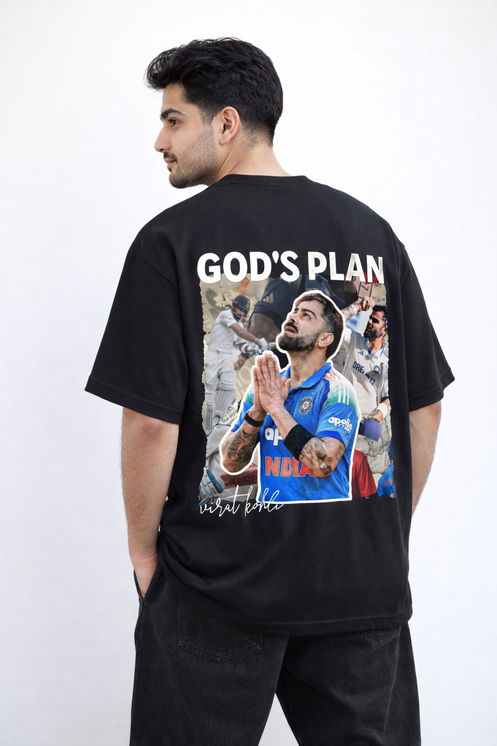 God’s Plan – Virat Kohli Oversized T-Shirt Black