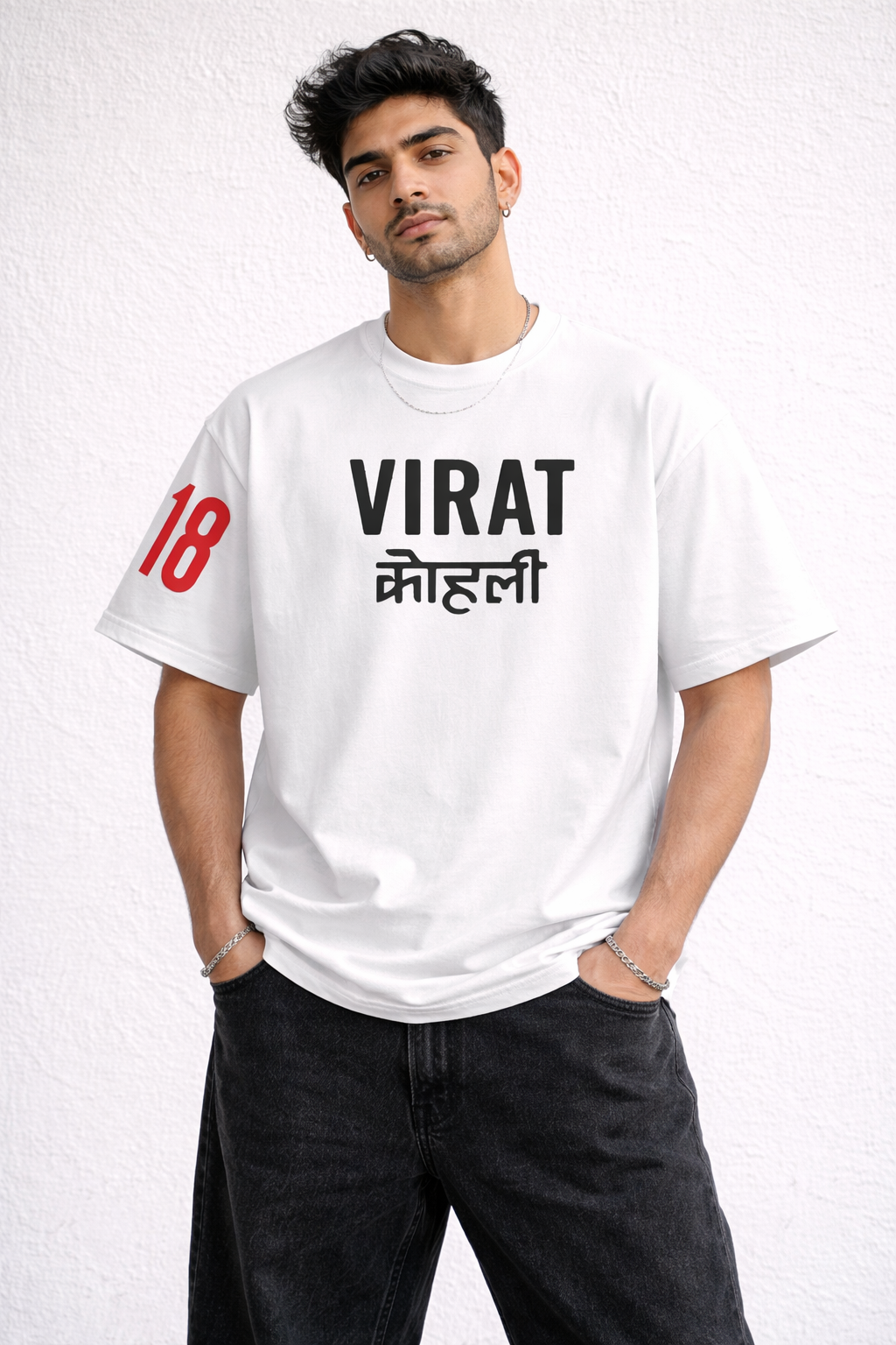 God’s Plan x Virat Kohli Oversized Fit White T-Shirt – Premium Cotton Graphic Tee