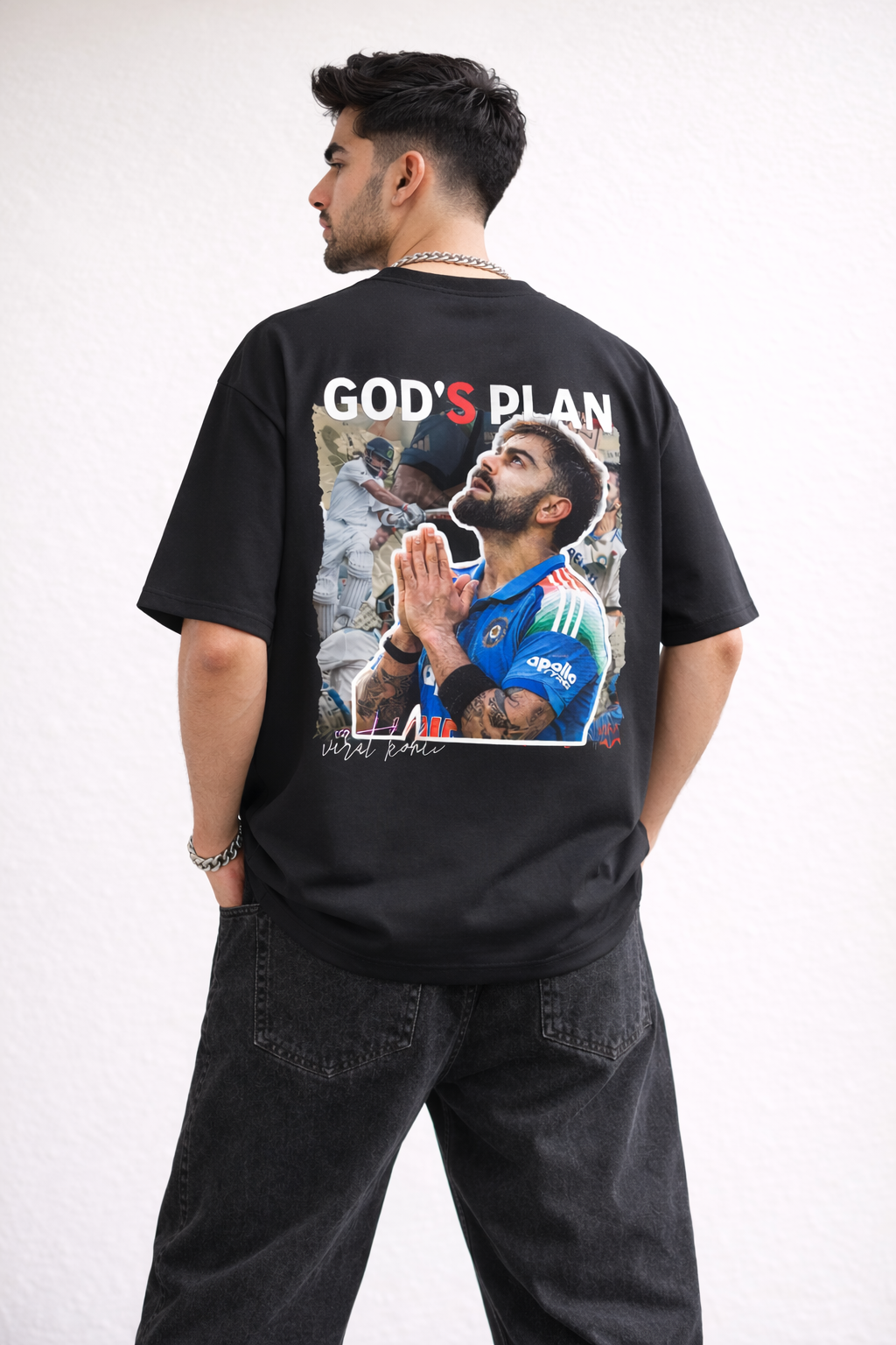 God’s Plan - Virat Kohli Oversized T-Shirt black