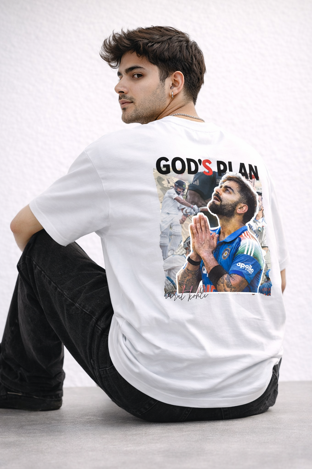 God’s Plan - Virat Kohli Oversized T-Shirt White