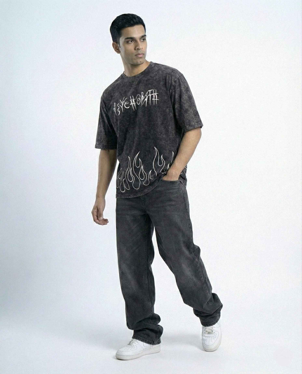 Psychopath Acid Wash Oversized Fit T-Shirt – Premium Cotton Streetwear Tee