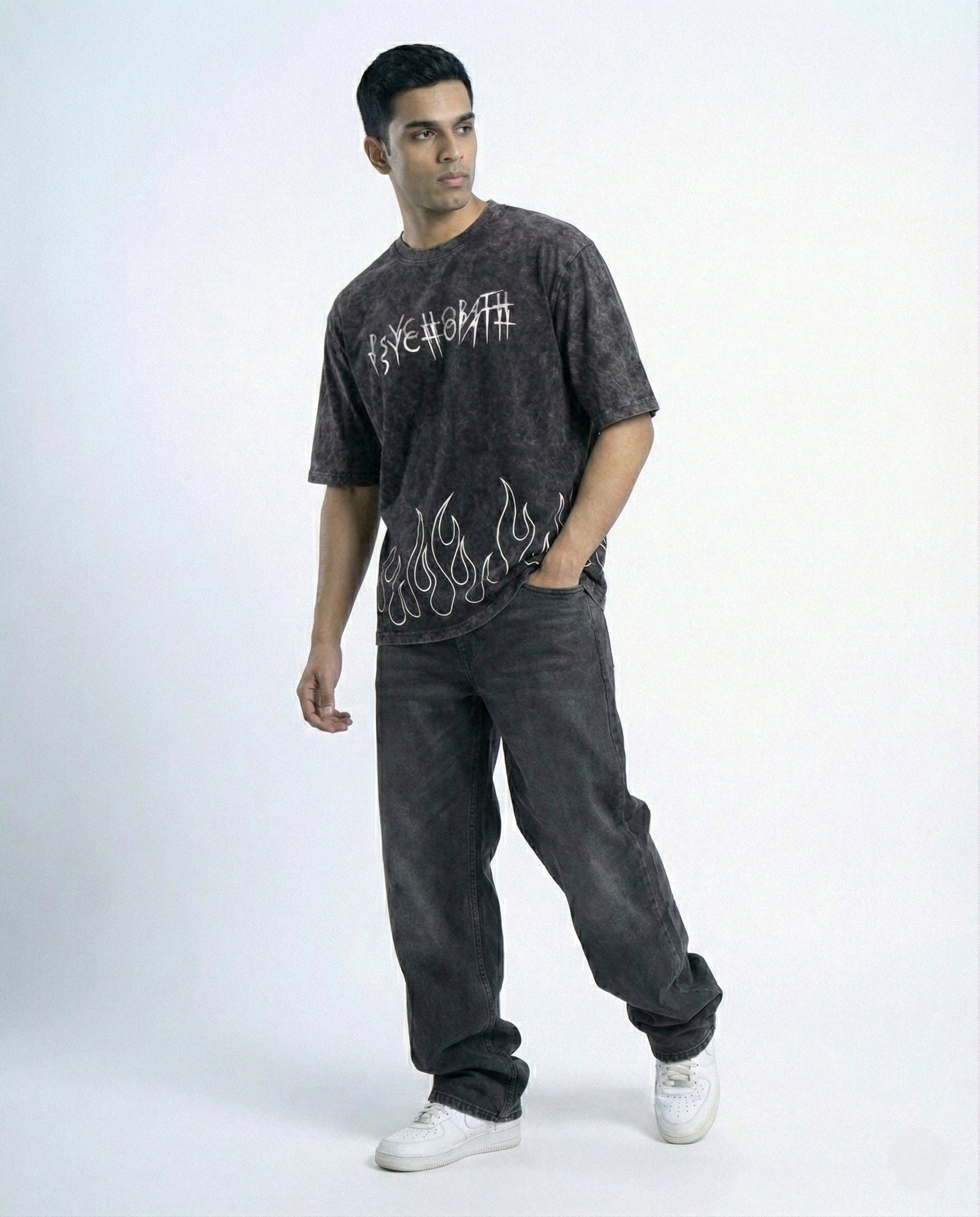 Psychopath Acid Wash Oversized Fit T-Shirt – Premium Cotton Streetwear Tee