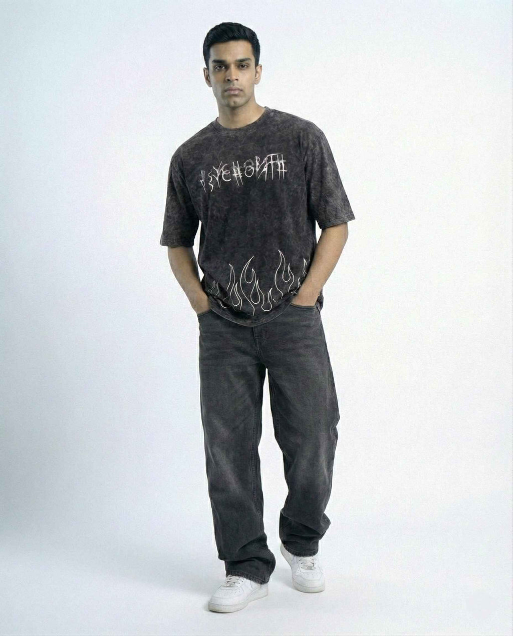 Psychopath Acid Wash Oversized Fit T-Shirt – Premium Cotton Streetwear Tee